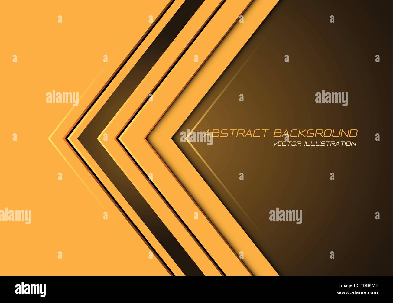 Abstract freccia gialla direzione sul buio spazio vuoto con testo moderno design futuristico vettore sfondo immagine. Illustrazione Vettoriale