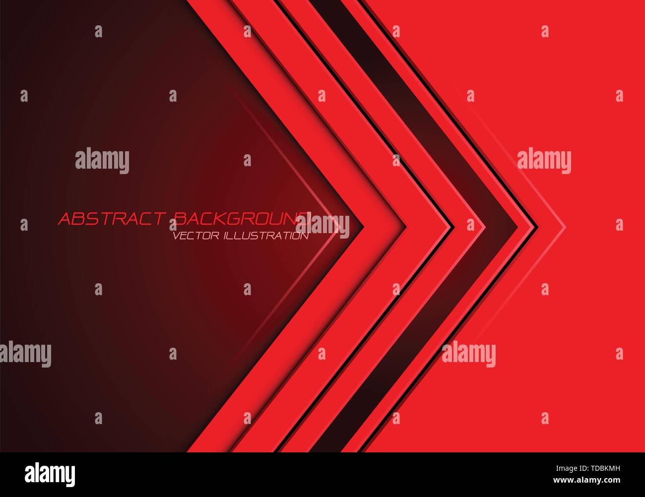 Abstract rosso nella direzione della freccia sul buio spazio vuoto con testo moderno design futuristico vettore sfondo immagine. Illustrazione Vettoriale