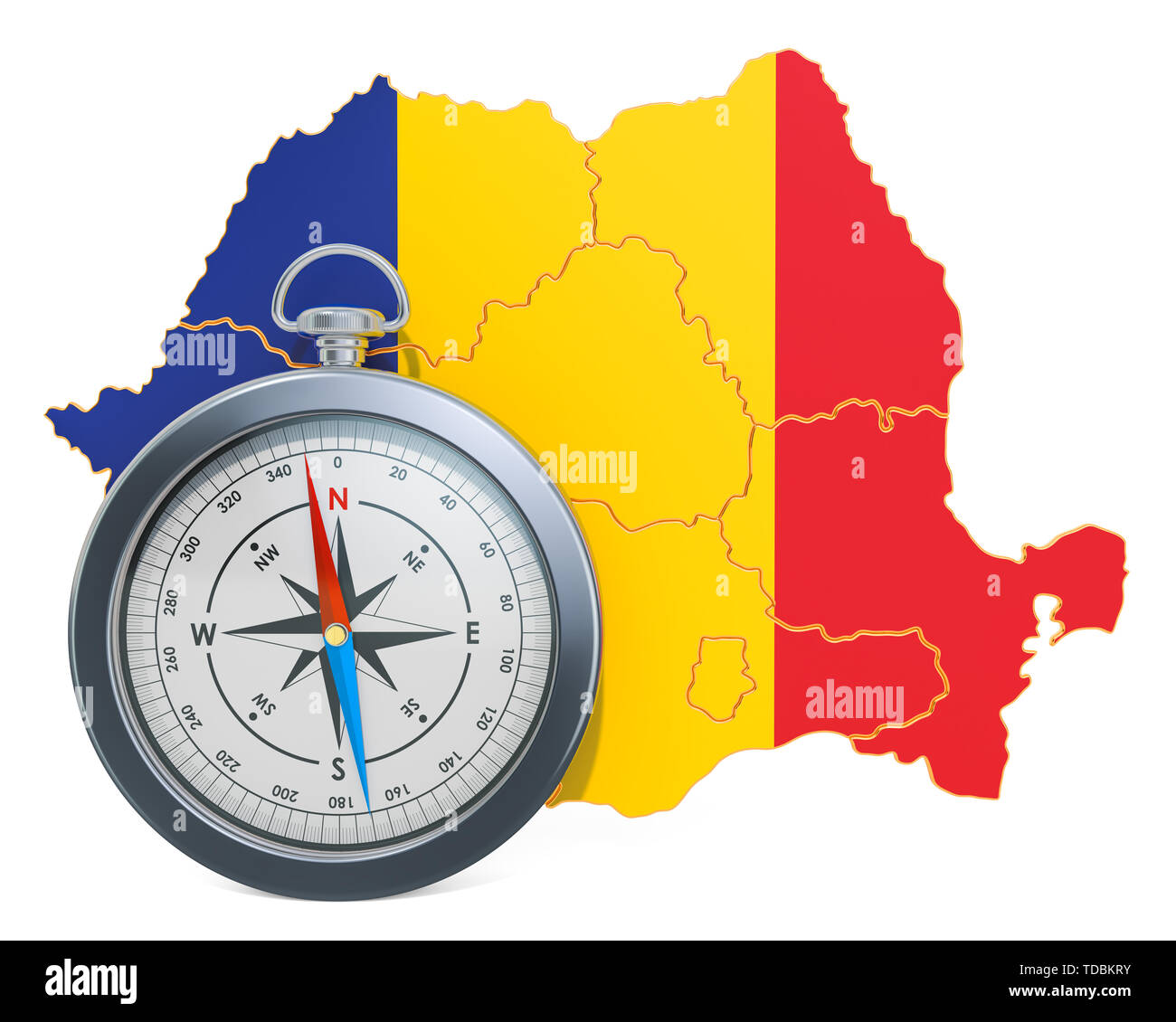 Viaggi e turismo in Romania concetto. 3D rendering isolati su sfondo bianco Foto Stock