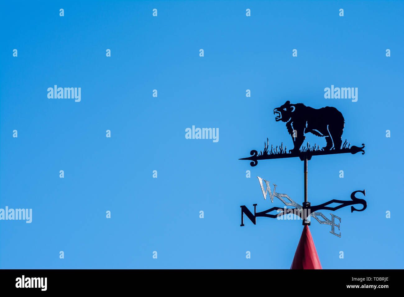 Un orso weathervane. Lato del mondo contro il cielo Foto Stock