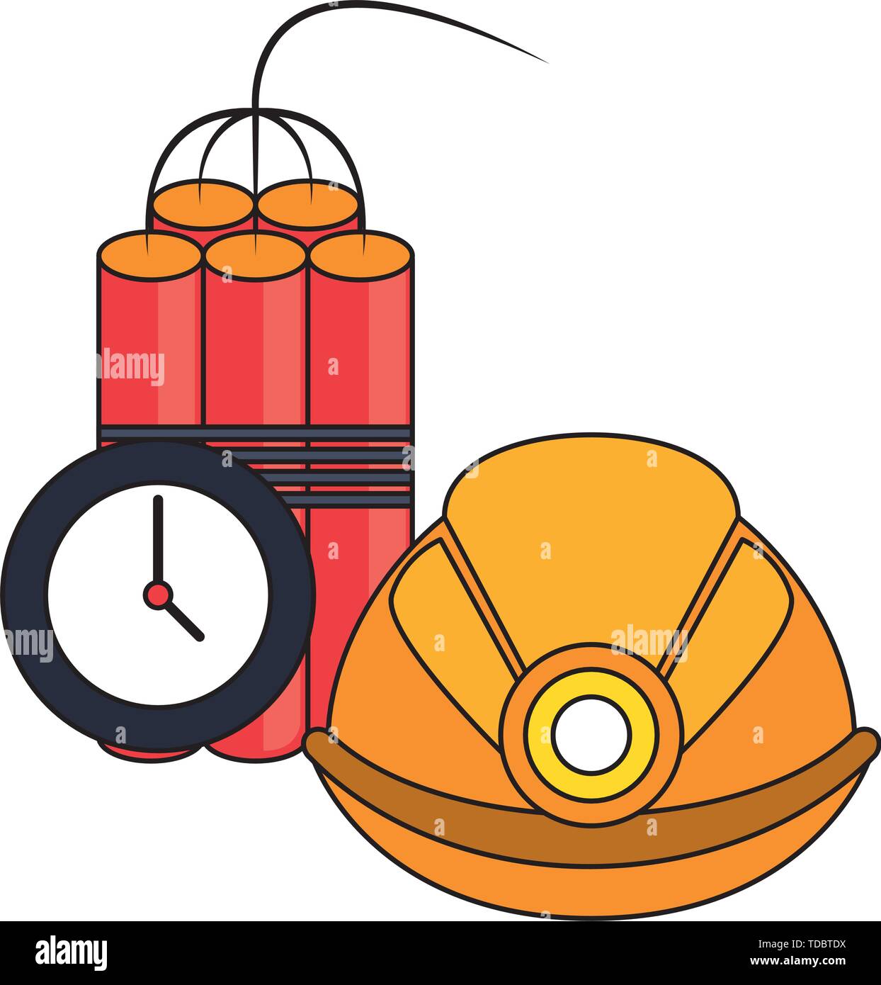 Mining tnt detonator con timer e casco Illustrazione Vettoriale