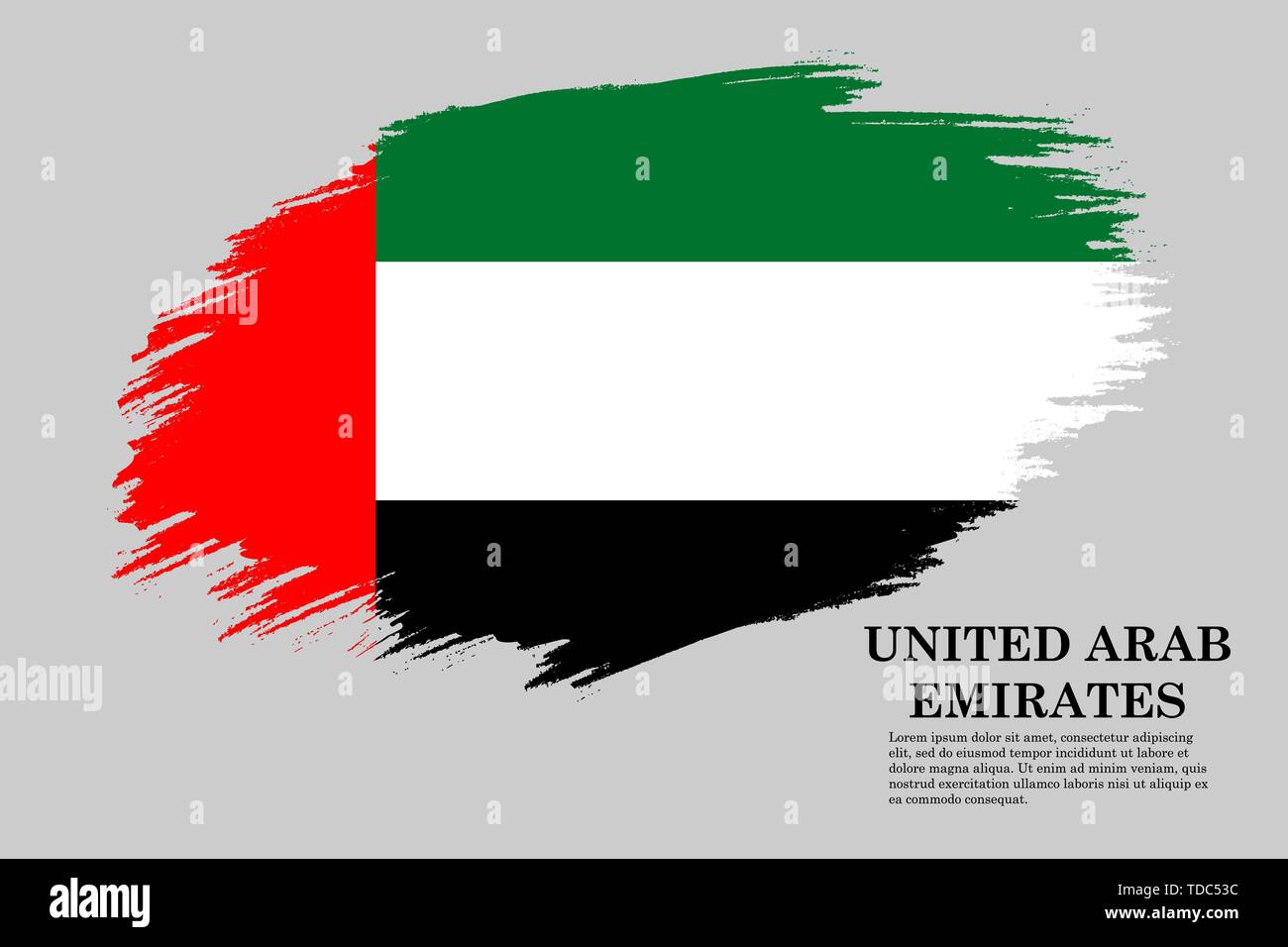 Spazzola in stile di corsa Bandiera degli Emirati Arabi Uniti . Modello per la progettazione Illustrazione Vettoriale