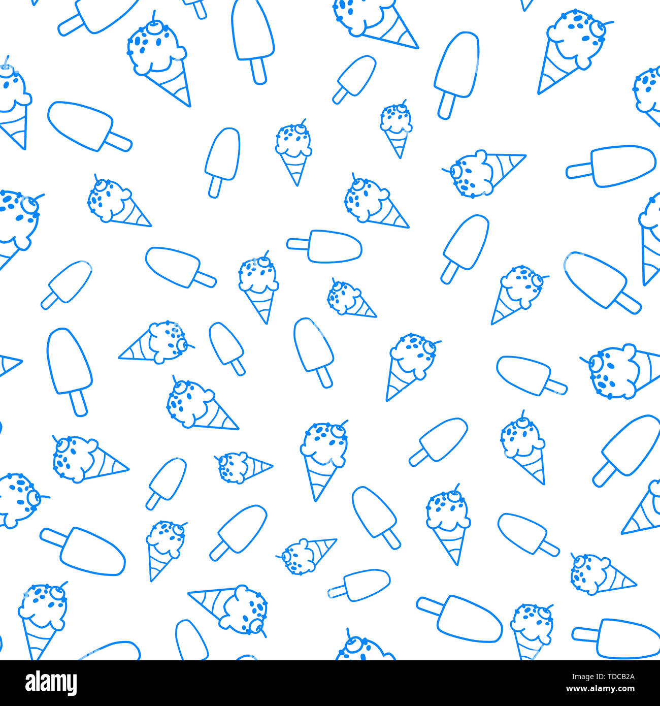 Cono gelato seamless pattern in sfondo bianco. Foto Stock