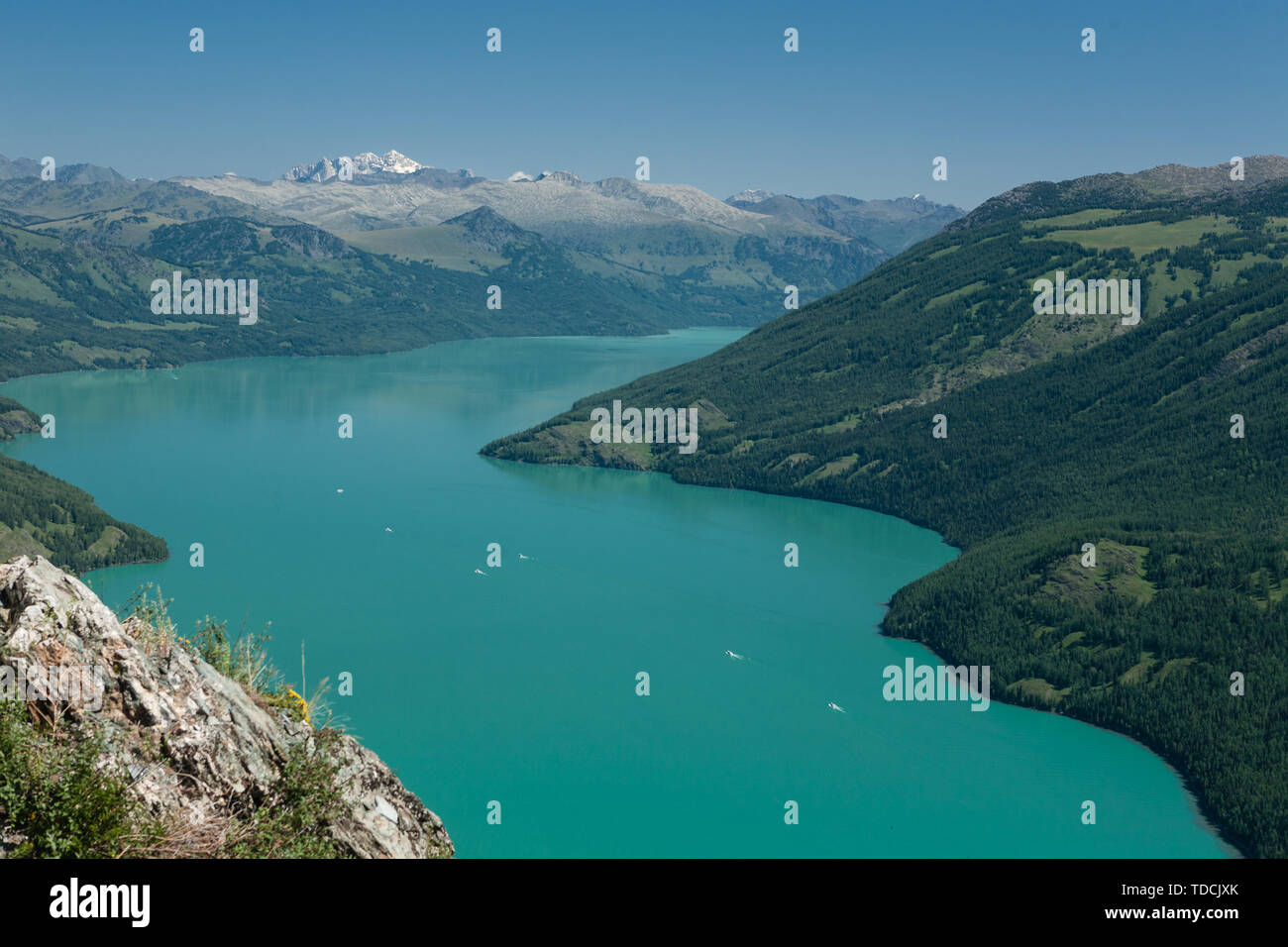 Scenario del Fiume Kanas, Xinjiang Foto Stock