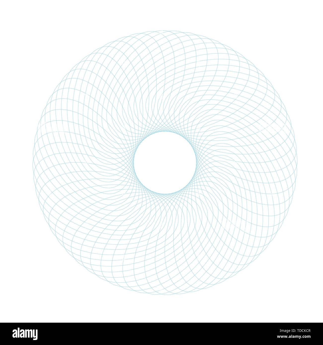 Astratta geometrica Spirograph Patterns isolati su sfondo bianco. Forme simmetriche adatto come una filigrana. Round e ritorto a spirale circolare orn Illustrazione Vettoriale