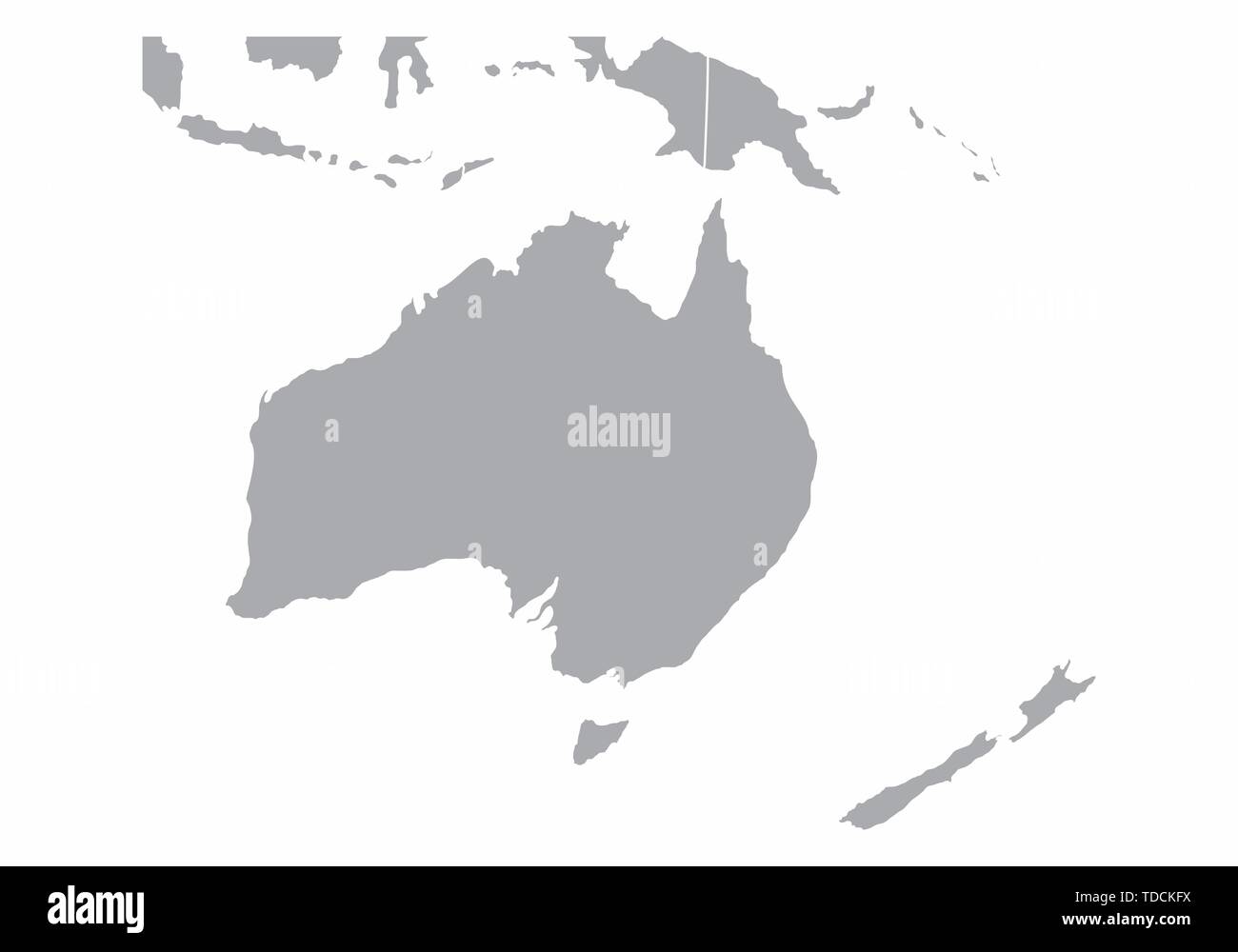 Oceania mappa dei grigi isolati su sfondo bianco Illustrazione Vettoriale