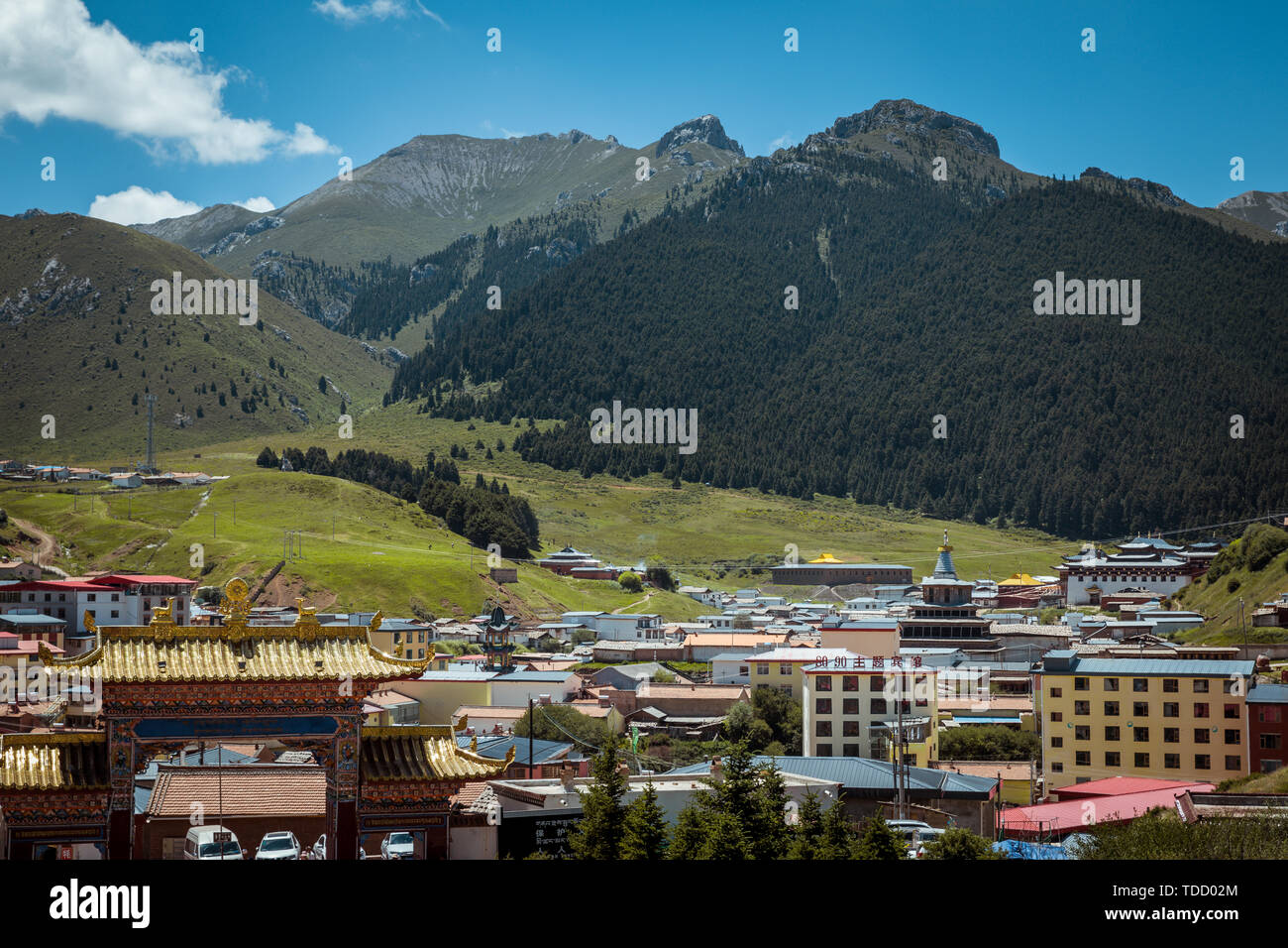 Lo scenario di Lang Mu tempio di Gannan Foto Stock