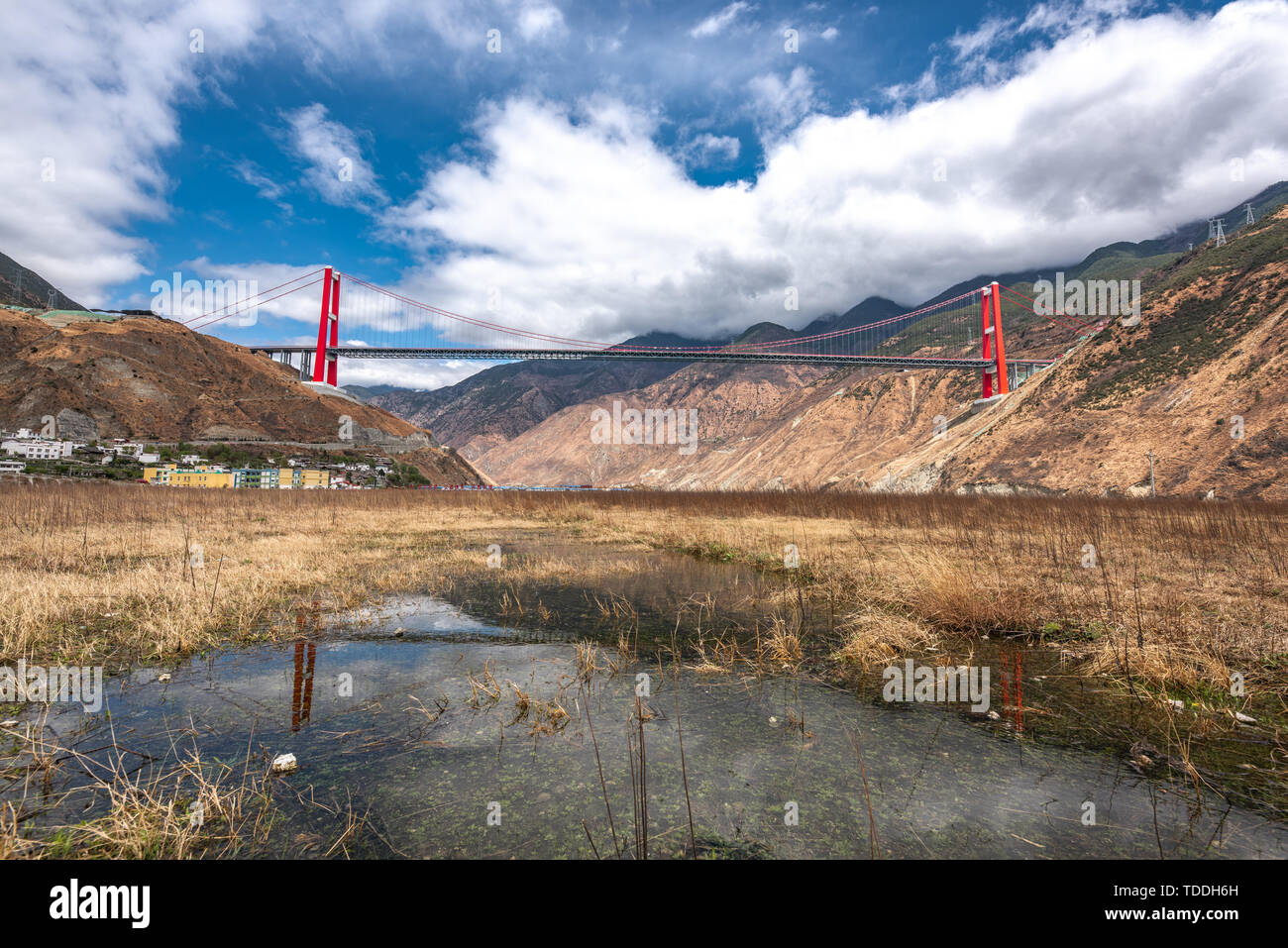 Fiume Dadu e Ponte Xingkang Foto Stock