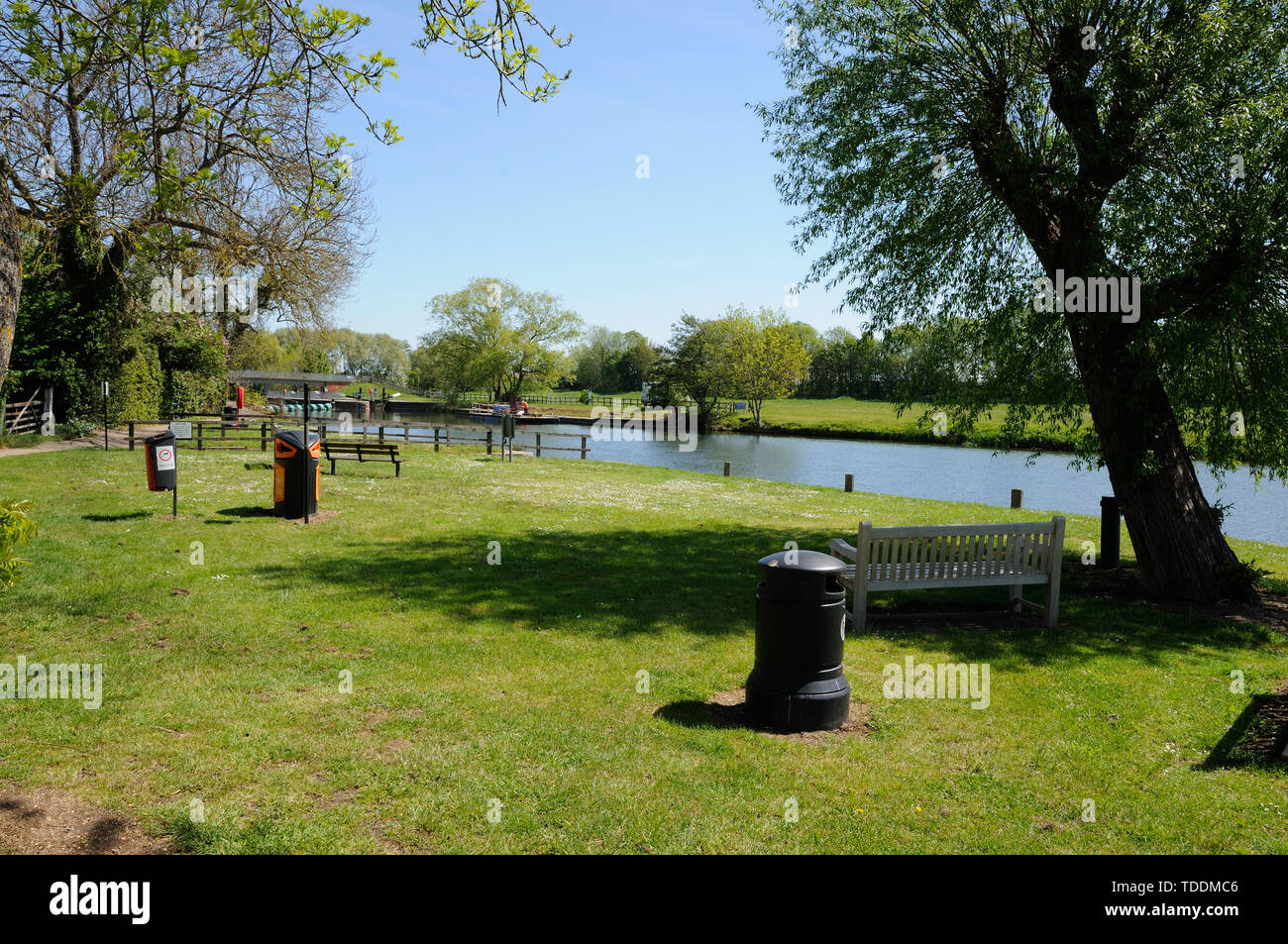 Vista sul fiume Ouse, alla grande Barford, Bedfordshire Foto Stock