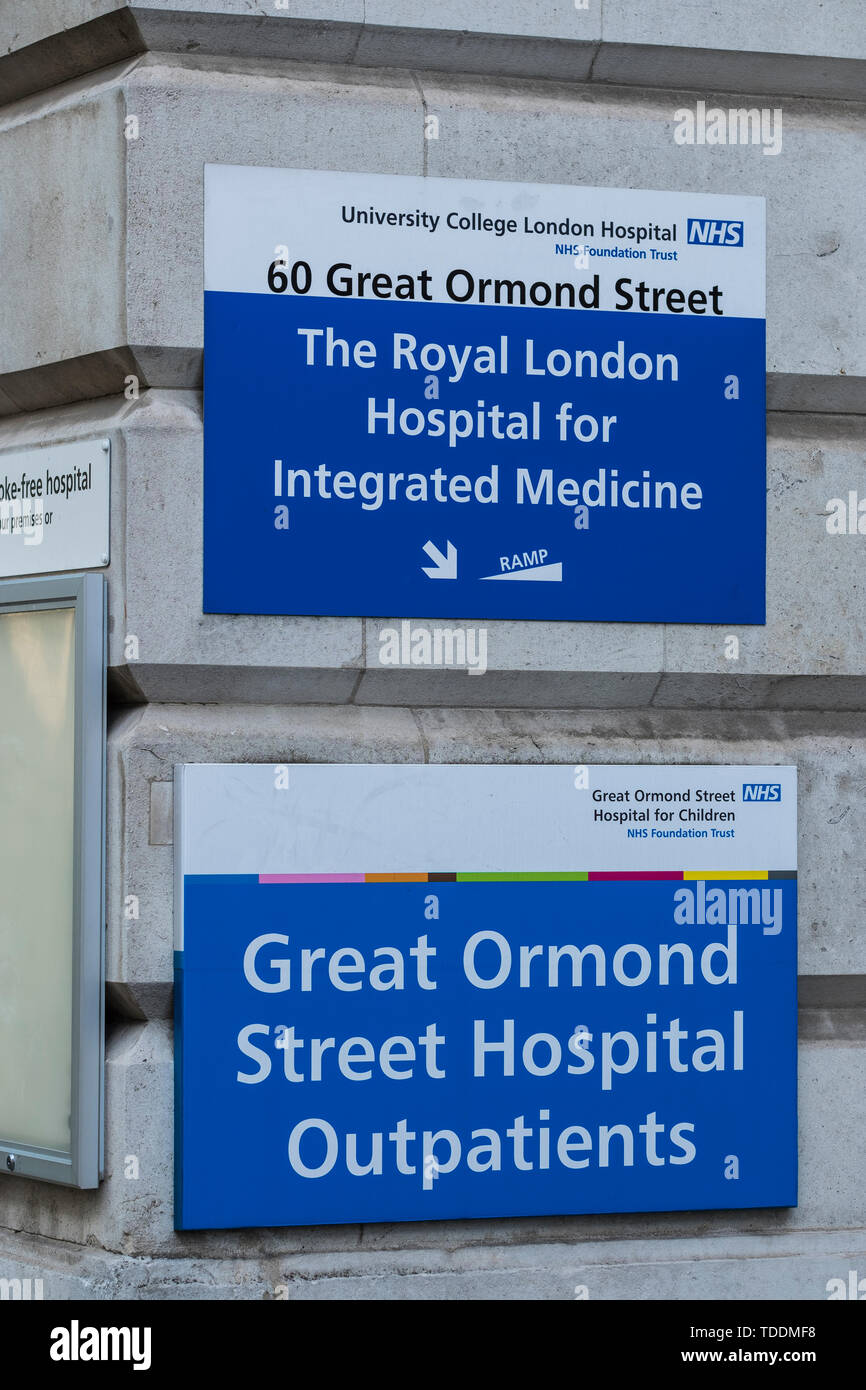 Great Ormond Street Hospital per bambini, Bloomsbury, London, England, Regno Unito Foto Stock