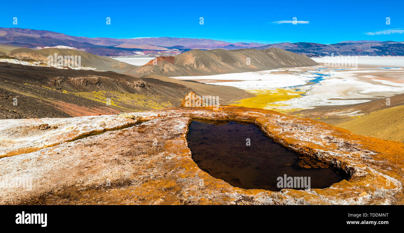 Laguna Colorata, sale torbe e le montagne delle Ande di Catamarca,  Argentina Foto stock - Alamy
