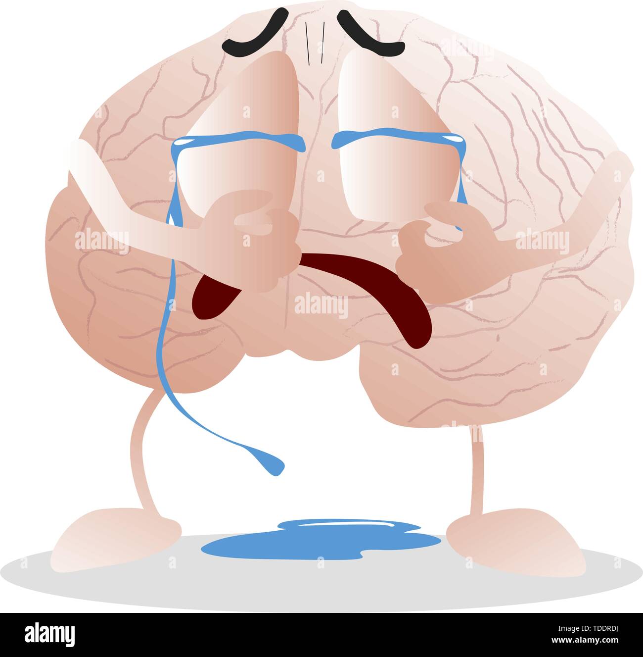 Cervello di piangere, emozione il disordine. Vettore commozione cerebrale mentale, piangendo e dolore emotivo, triste e grido premuto Illustrazione Illustrazione Vettoriale