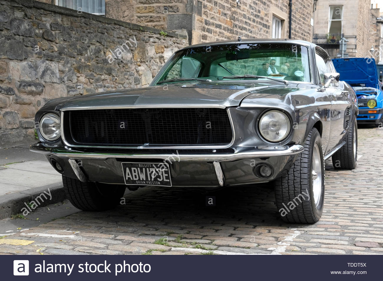Classico Ford Mustang GT Fastback dal 1968, reso famoso da Steve McQueen nel film Bullitt, classic car evento in Edimburgo, Scozia Foto Stock