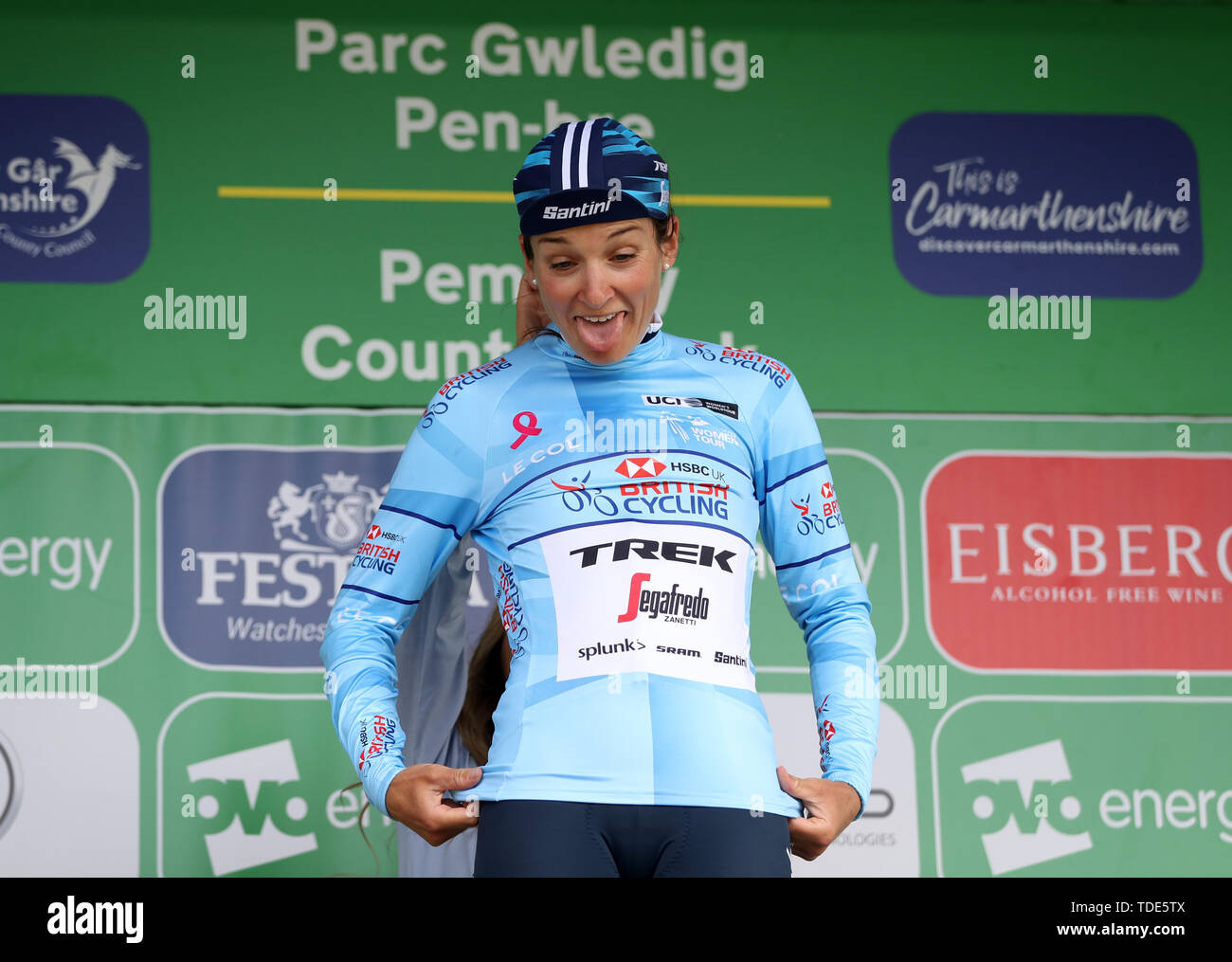 Miglior pilota britannico della Trek-Segafredo Lizzie Deignan dopo la fase sei dell'OVO energia donna Tour. Foto Stock
