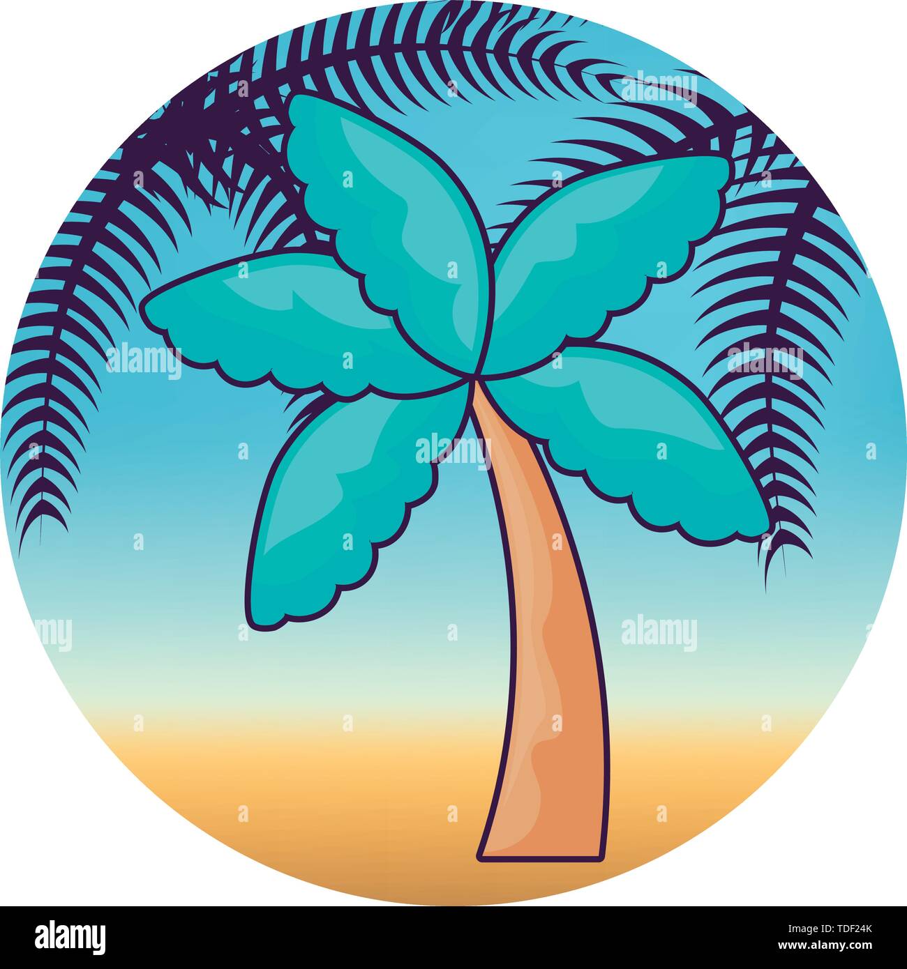 Tropical Beach palm con palme tropicali nel riquadro illustrazione vettoriale design Illustrazione Vettoriale