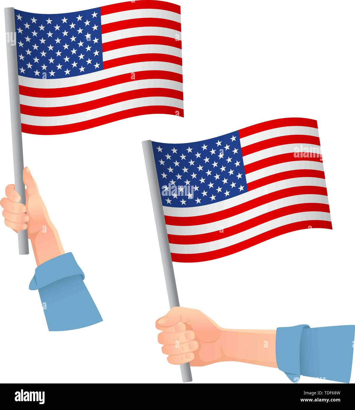 Stati Uniti d'America bandiera in mano. Sfondo patriottico. Bandiera nazionale degli Stati Uniti d'America illustrazione vettoriale Illustrazione Vettoriale