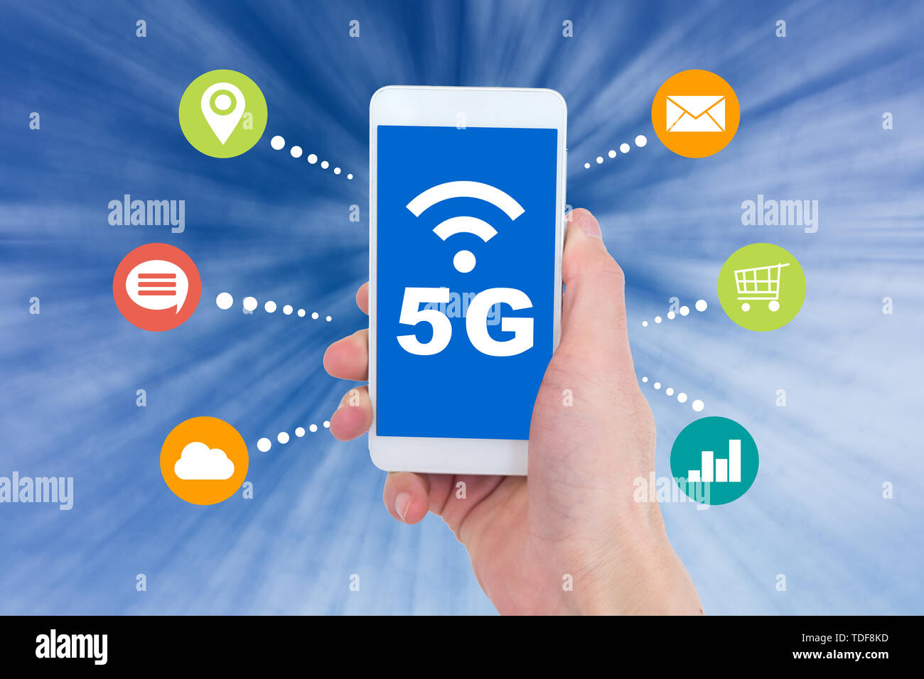 5G concetto creativo schema corrispondente Foto Stock