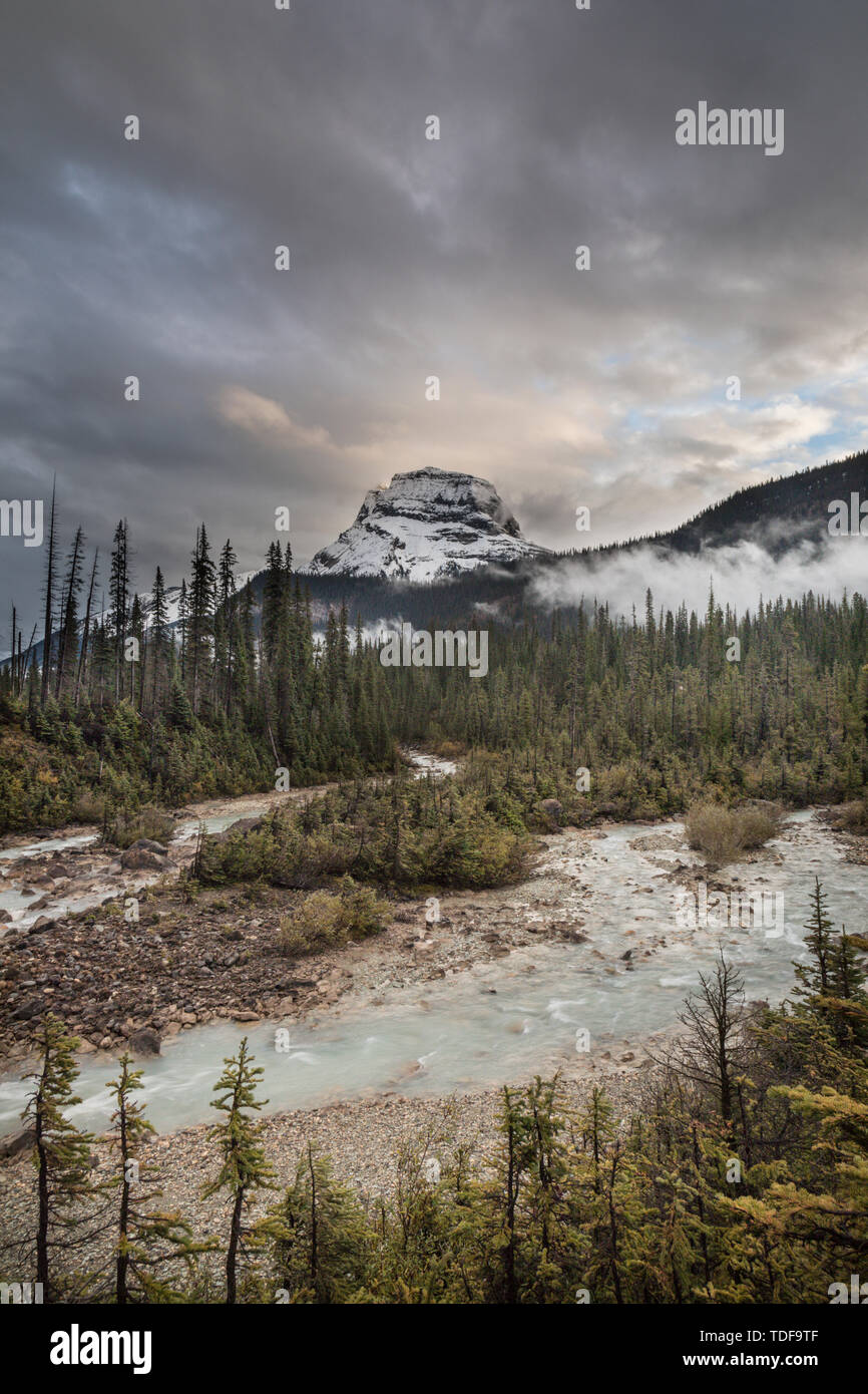 Montagna, picco isolato, Yoho Nationalpark, British Columbia, Canada Foto Stock