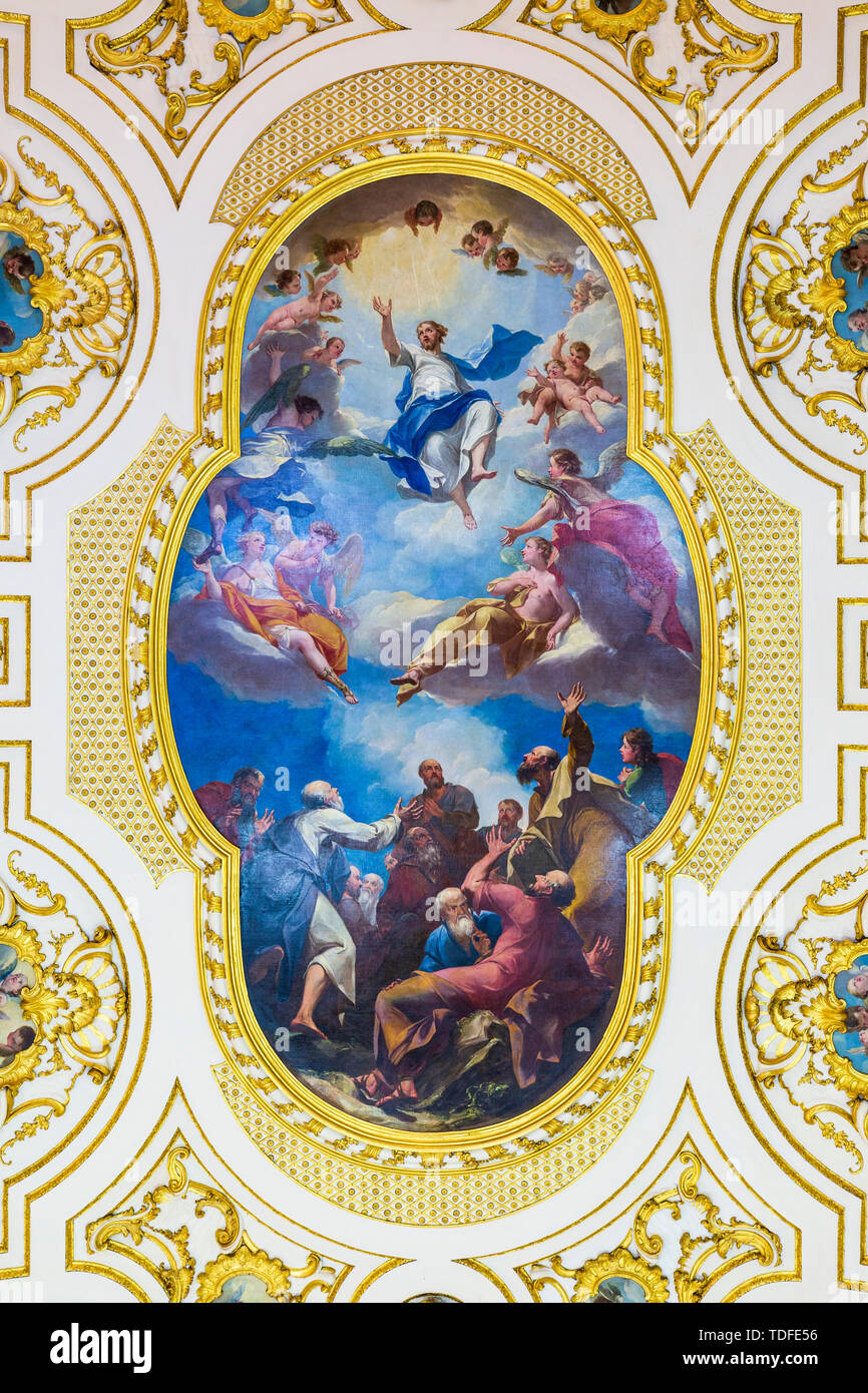 Il soffitto della grande chiesa Witley, l Ascensione di Gesù Cristo da Antonio Bellucci Foto Stock