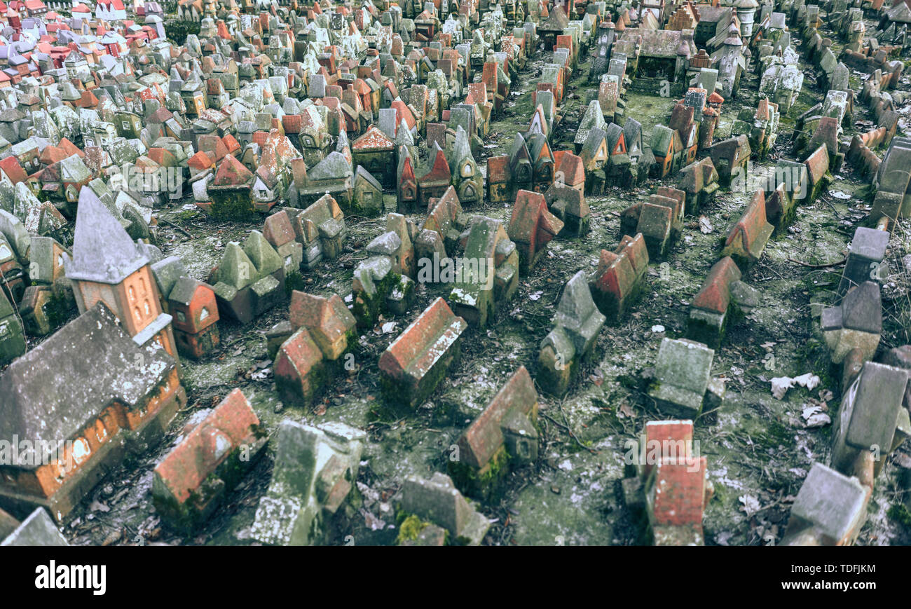 Città in Miniatura, il layout medievale di Koenigsberg, XVI secolo, più di 500 Tiny Fairy case di argilla Foto Stock