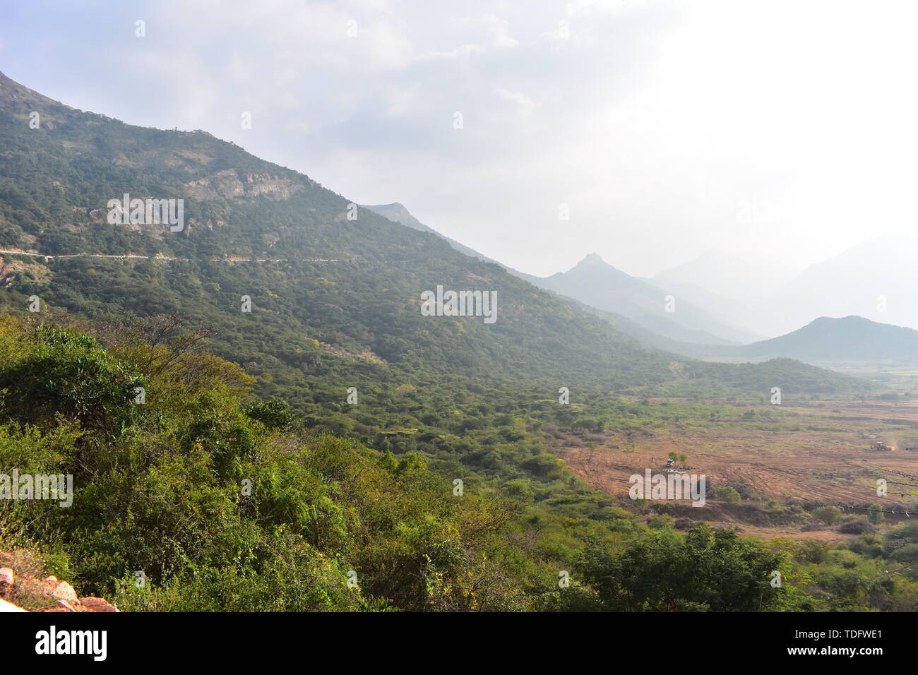 I Ghati Occidentali Vista dalle colline Meghamalai in Tamil Nadu Foto Stock