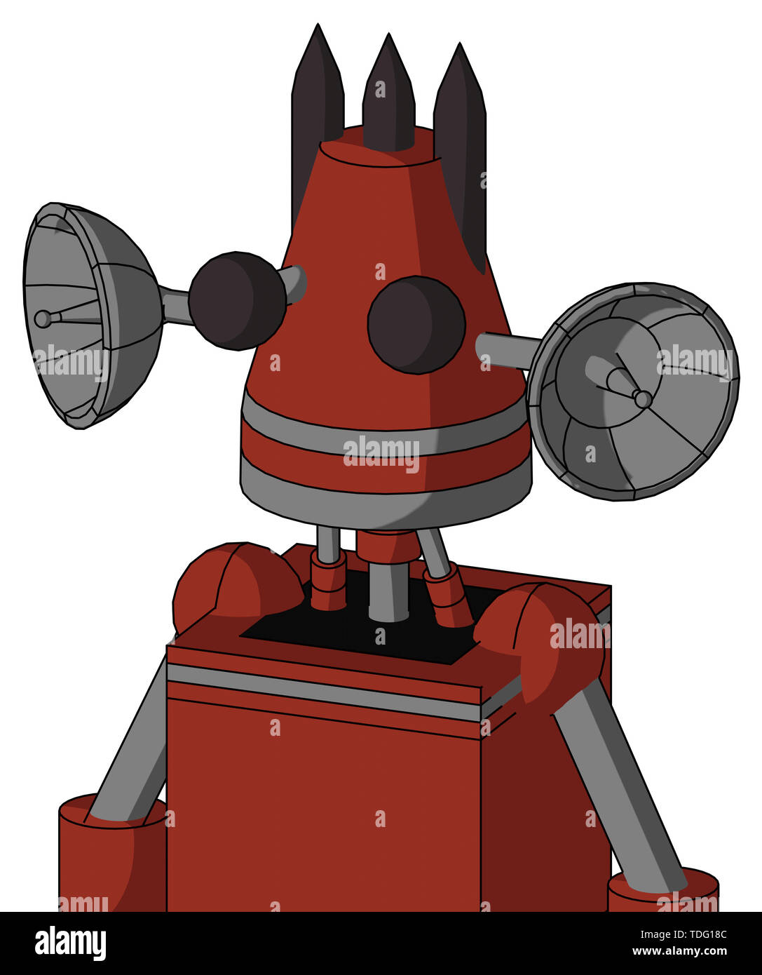 Ritratto rosso stile automa con cono di testa e due occhi e tre picchi scuri . Foto Stock