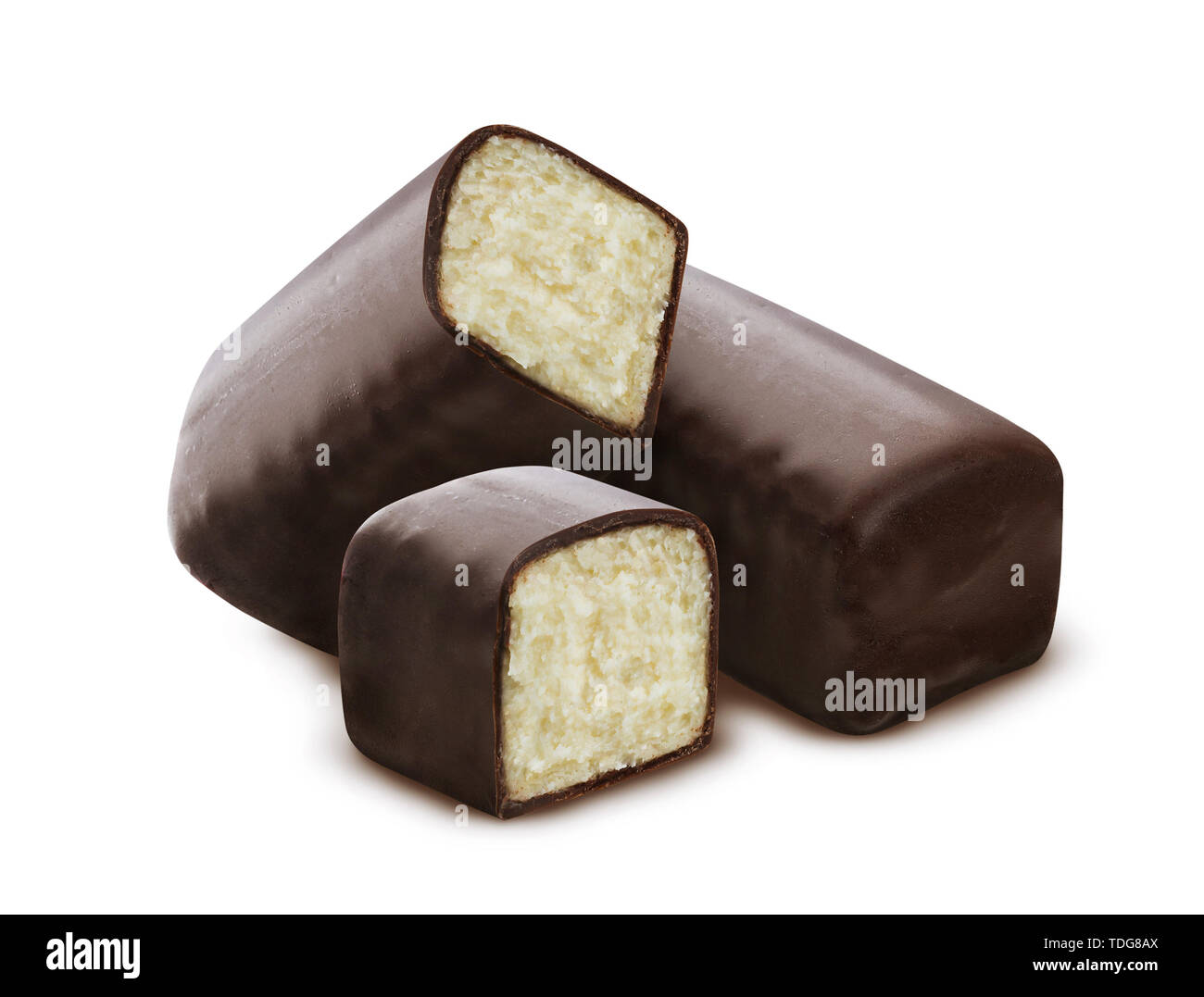 Vetri di ricotta isolati su sfondo bianco, vaniglia cheesecake Foto Stock