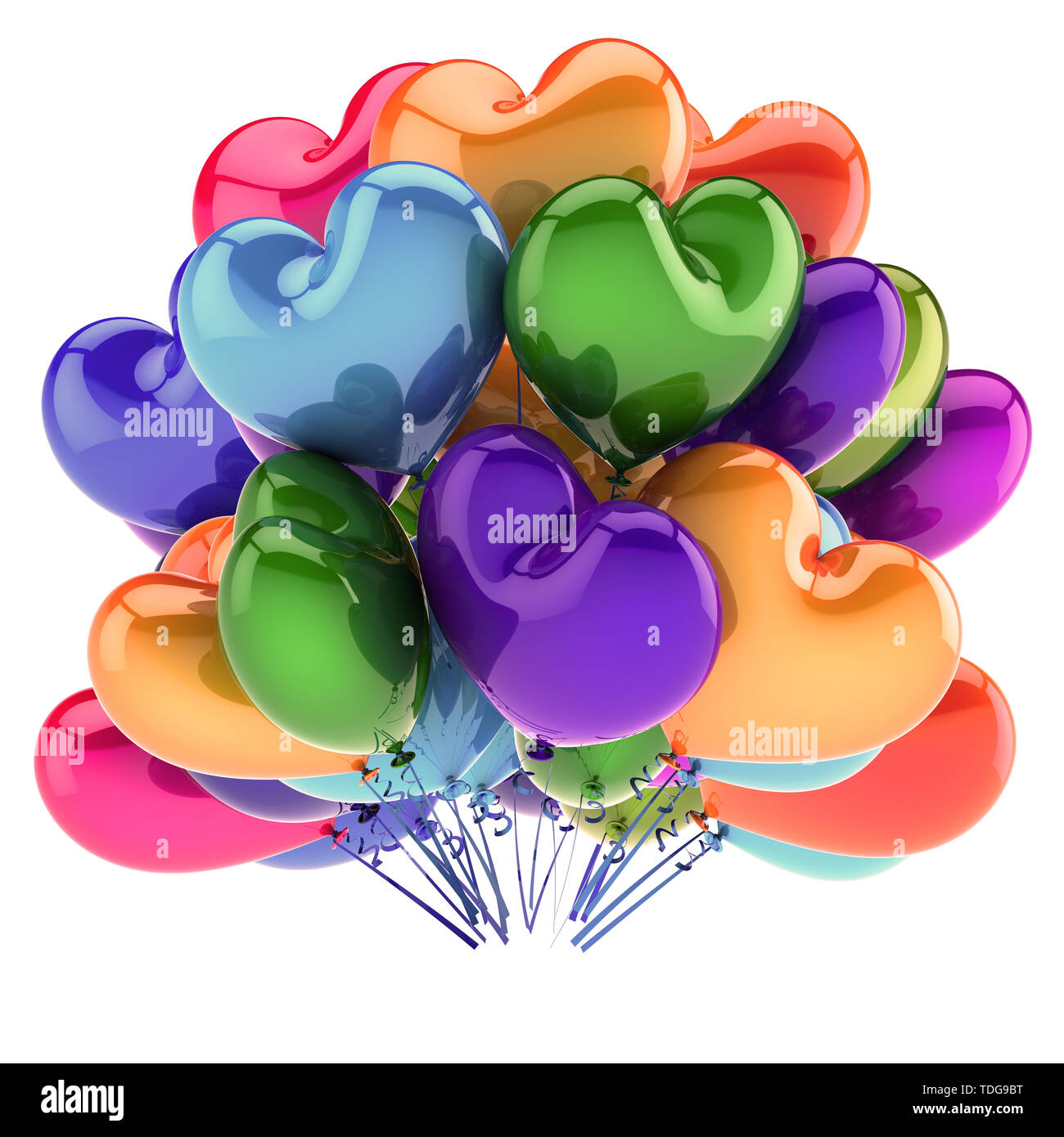 Parte di palloncini a forma di cuore colorato, amore palloncino elio  mazzetto multicolore. compleanno, matrimoni, matrimonio decorazione  romantica. vacanza celebrazione Foto stock - Alamy
