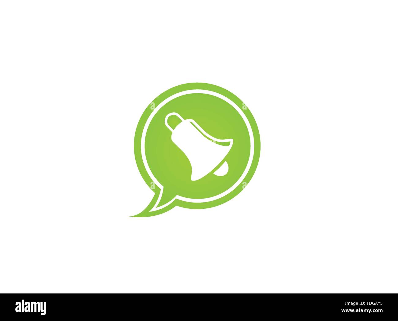 Bell anello per logo design illustrazione nell'icona chat Illustrazione Vettoriale