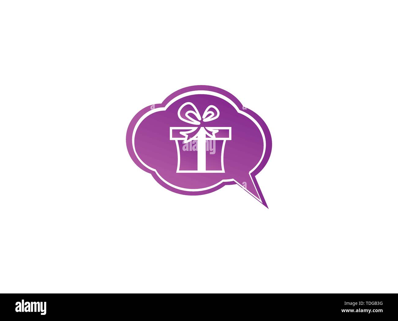 Confezione regalo e una sorpresa per il logo design illustrazione nell'icona chat Illustrazione Vettoriale