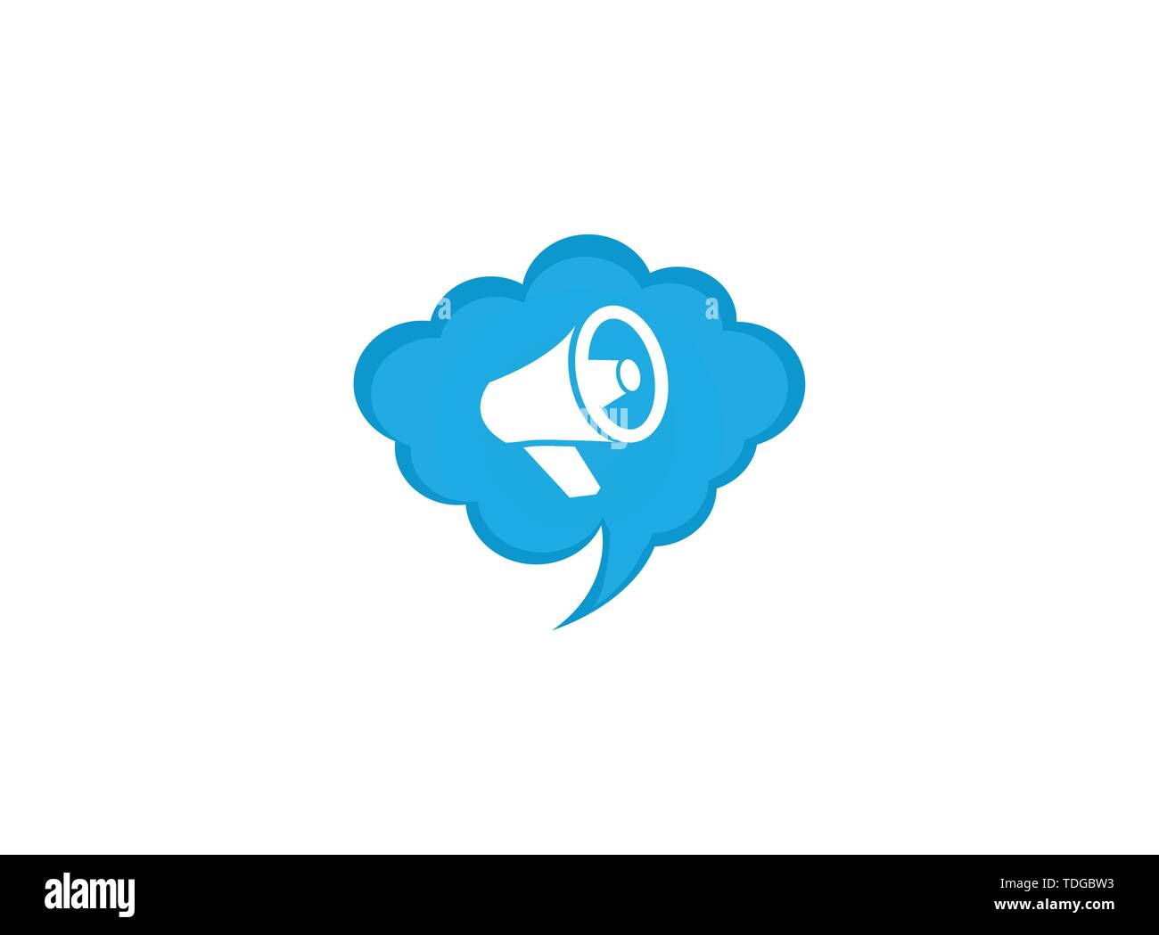 Megafono e amplificatore altoparlante vettore logo design illustrazione in una icona chat Illustrazione Vettoriale