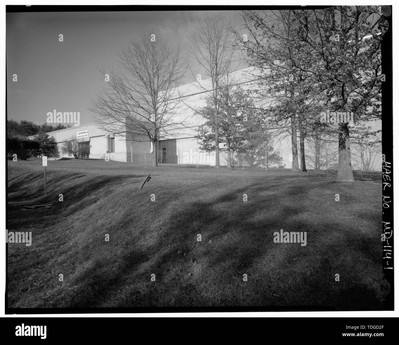 Vista nord dell'Edificio 500 - Aurora di radiazione pulsata simulatore, U.S. Esercito di laboratorio di ricerca, l'Edificio n. 500, Adelphi, Prince George County, MD Foto Stock