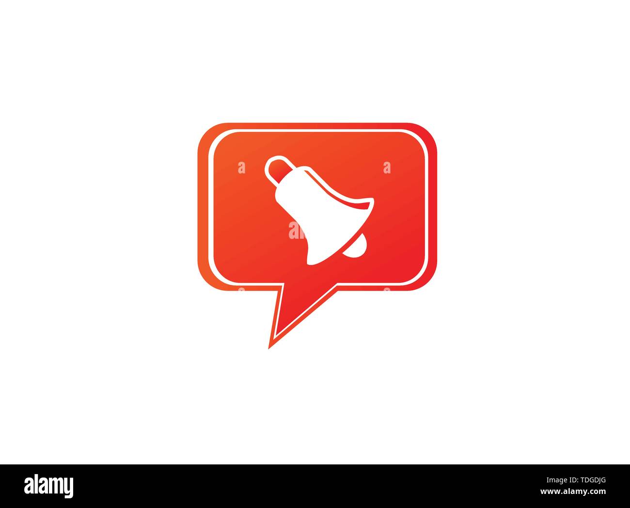 Bell anello per logo design illustrazione nell'icona chat Illustrazione Vettoriale