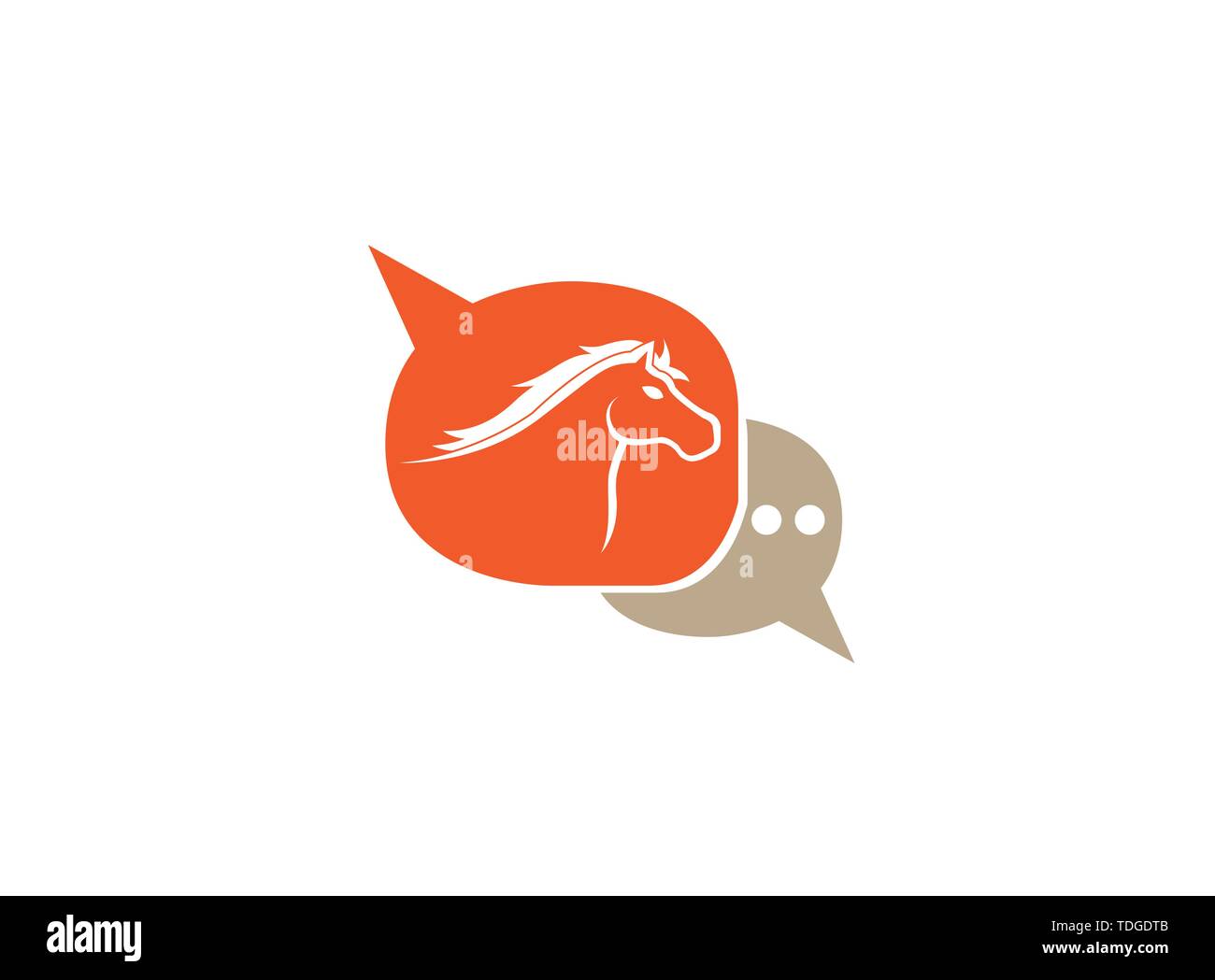Testa di cavallo simbolo nell'icona chat per logo design illustrazione Illustrazione Vettoriale