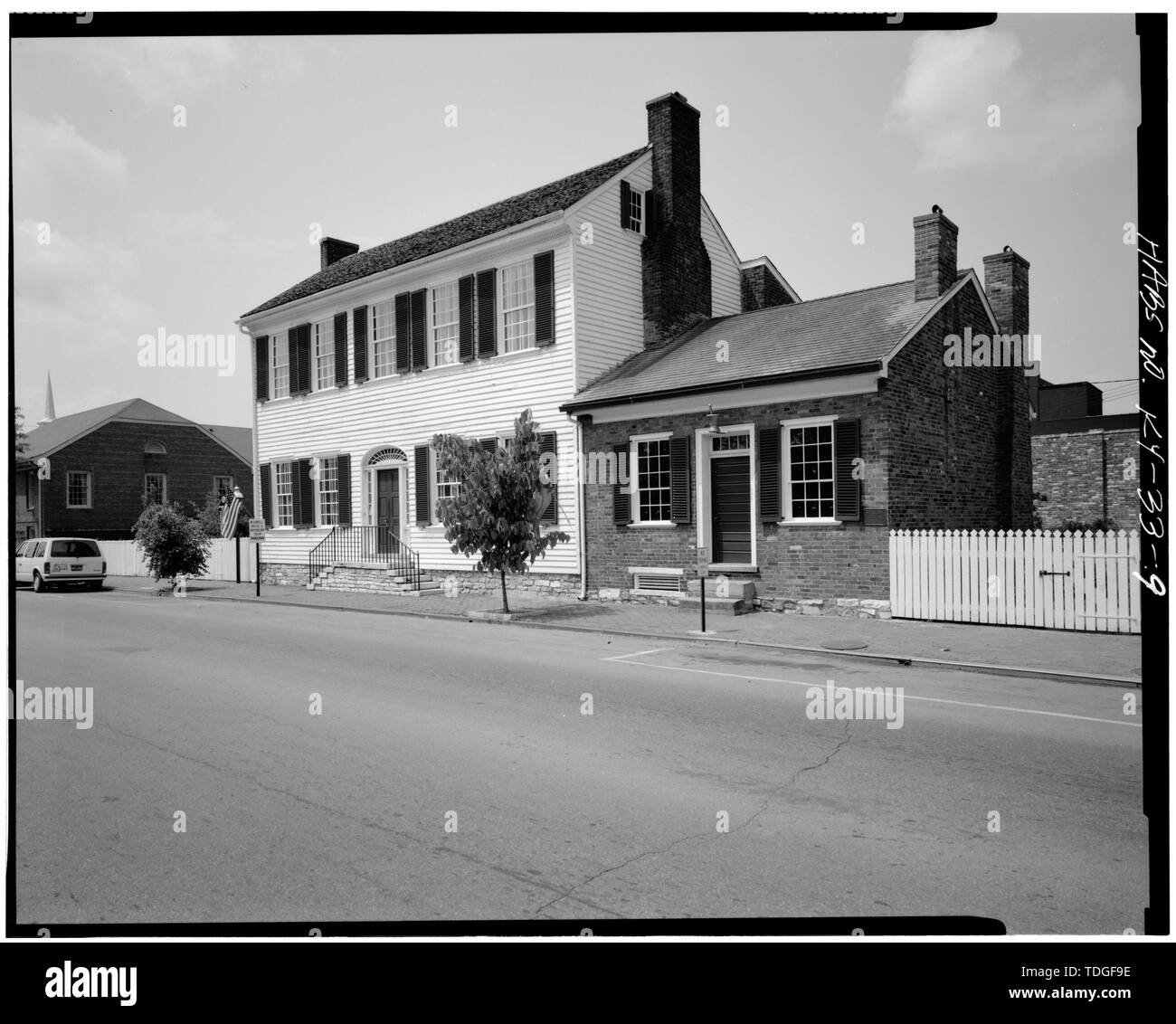 Nord-est Vista della facciata 2-3 ELEVAZIONE - Dott. Efraim McDowell House, 125 South seconda strada, Danville, Boyle County, KY Foto Stock