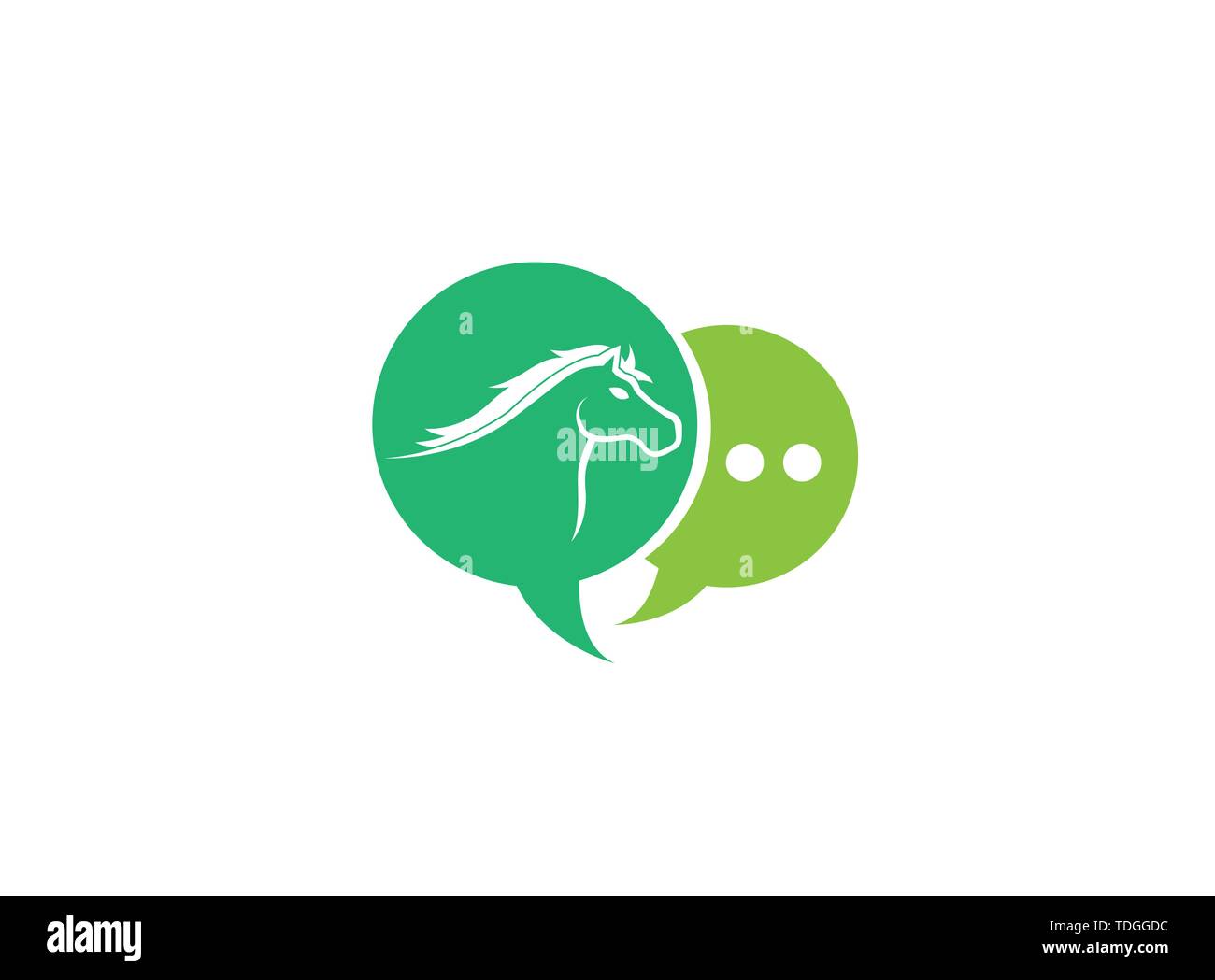 Testa di cavallo simbolo nell'icona chat per logo design illustrazione Illustrazione Vettoriale