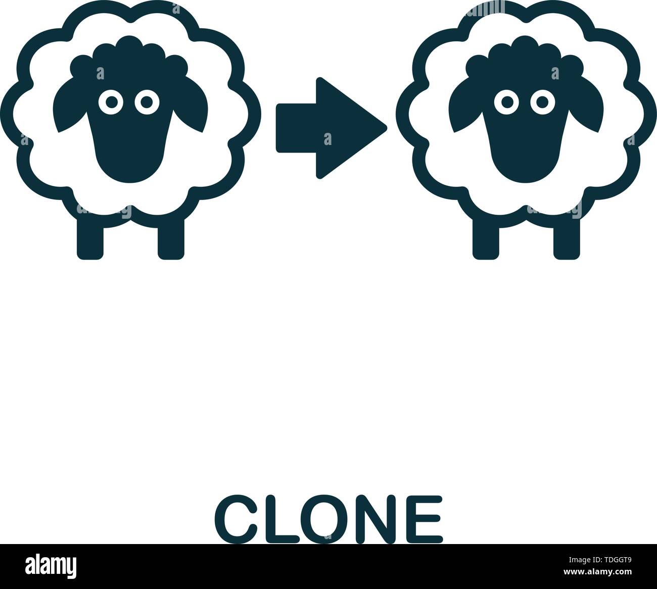 Icona del vettore clone. Segno creativo dalla collezione di icone biotecnologiche. Icona di clonazione piatta piena per computer e dispositivi mobili Illustrazione Vettoriale