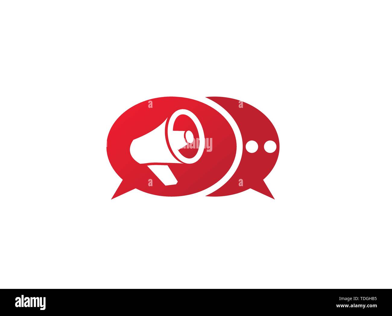 Megafono e amplificatore altoparlante logo design illustrazione in una icona chat Illustrazione Vettoriale
