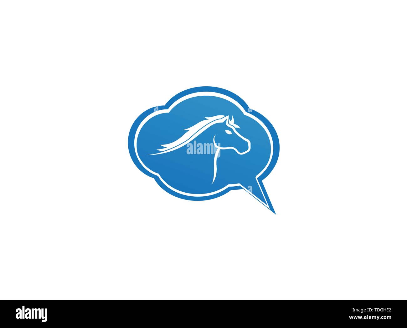 Testa di cavallo simbolo nell'icona chat per logo design illustrazione Illustrazione Vettoriale