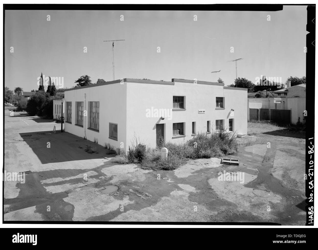 L'angolo nord-est, guardando verso sud-ovest. - Agnews ospedale statale, elettriche e idrauliche Shop, terza strada tra viali A e B, Santa Clara, Contea di Santa Clara, CA Foto Stock