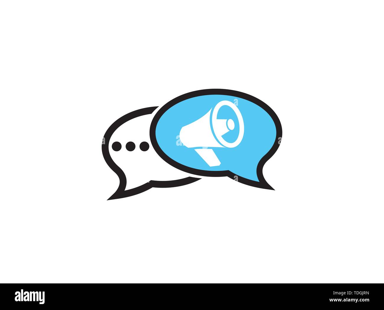 Megafono e amplificatore altoparlante logo design illustrazione in una icona chat Illustrazione Vettoriale
