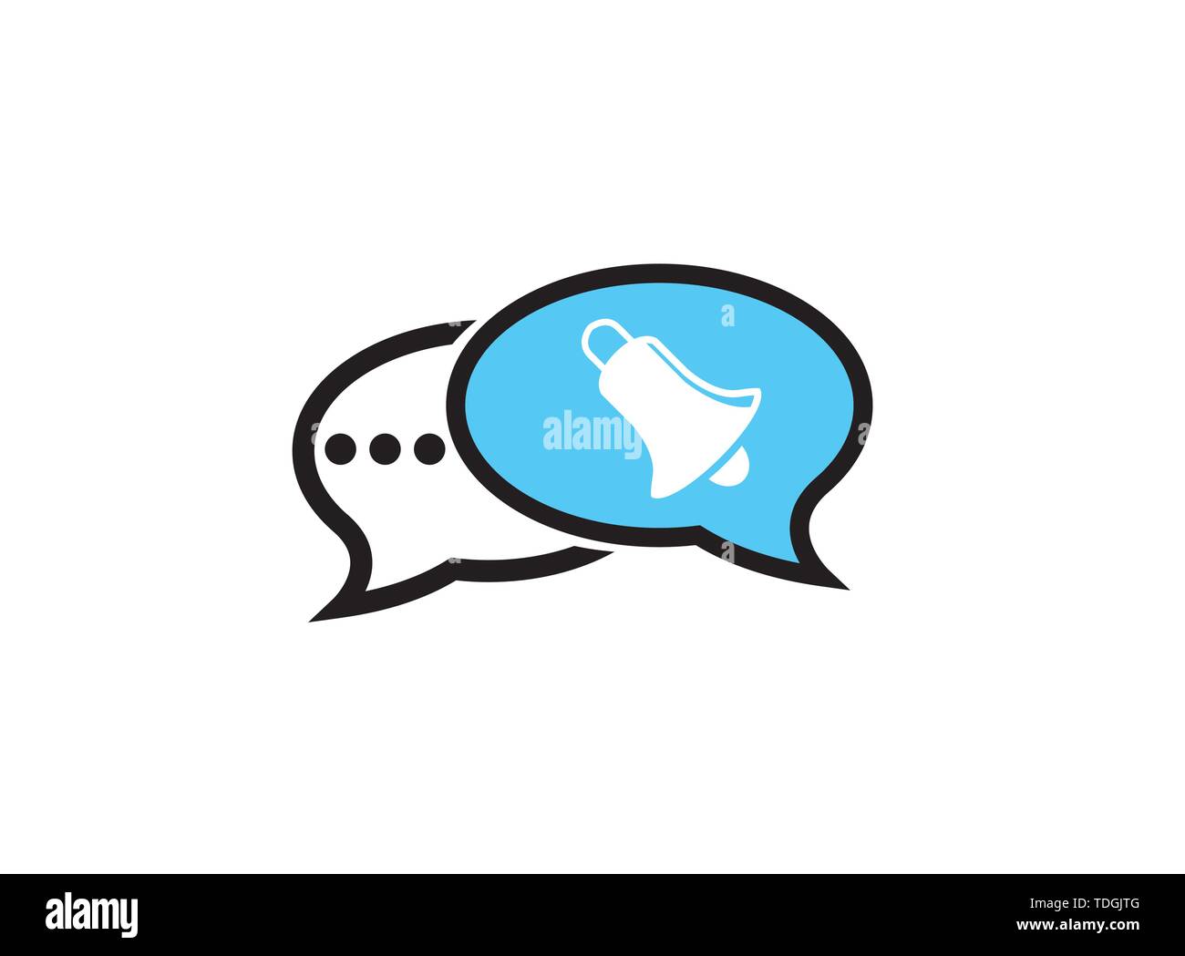 Bell anello per logo design illustrazione nell'icona chat Illustrazione Vettoriale