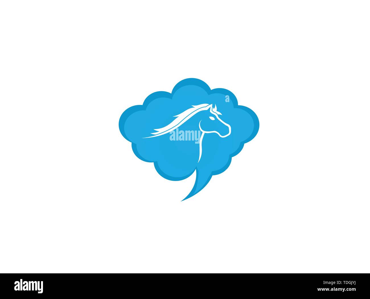 Testa di cavallo simbolo nell'icona chat per logo design illustrazione Illustrazione Vettoriale