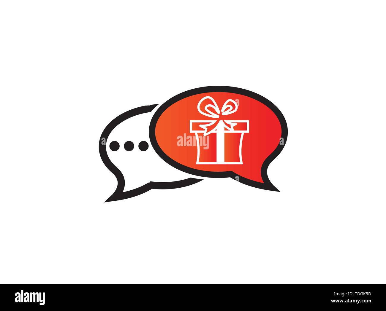 Confezione regalo e una sorpresa per il logo design illustrazione nell'icona chat Illustrazione Vettoriale