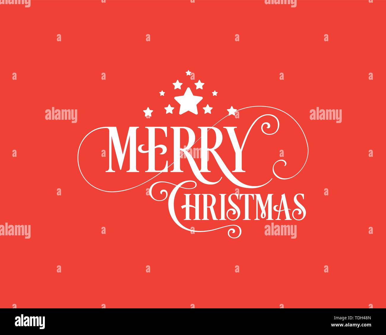 Buon Natale unici disegnati a mano tipografia con sfondo rosso il colore con le stelle. Grande elemento di design per esempio schede di saluti, Invito, GRE Illustrazione Vettoriale
