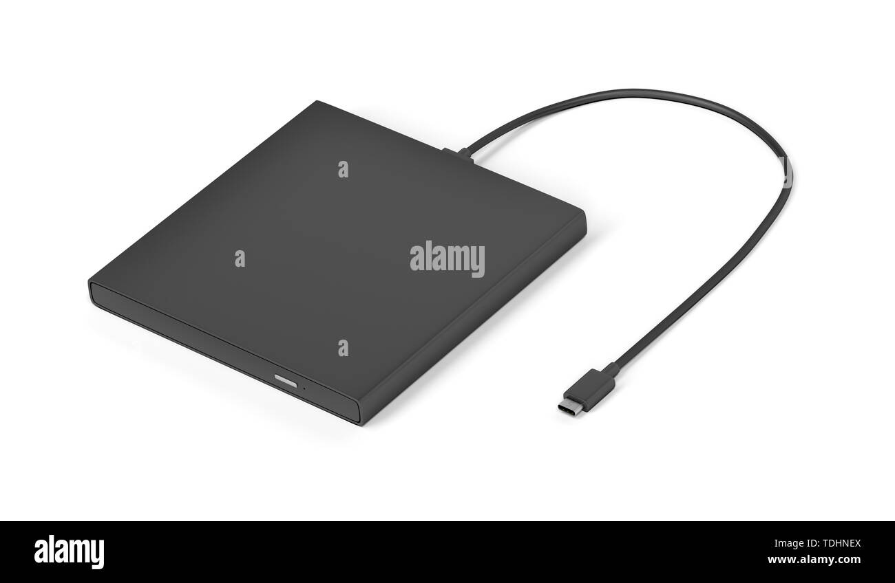 Usb portatile unità disco ottico su sfondo bianco Foto Stock