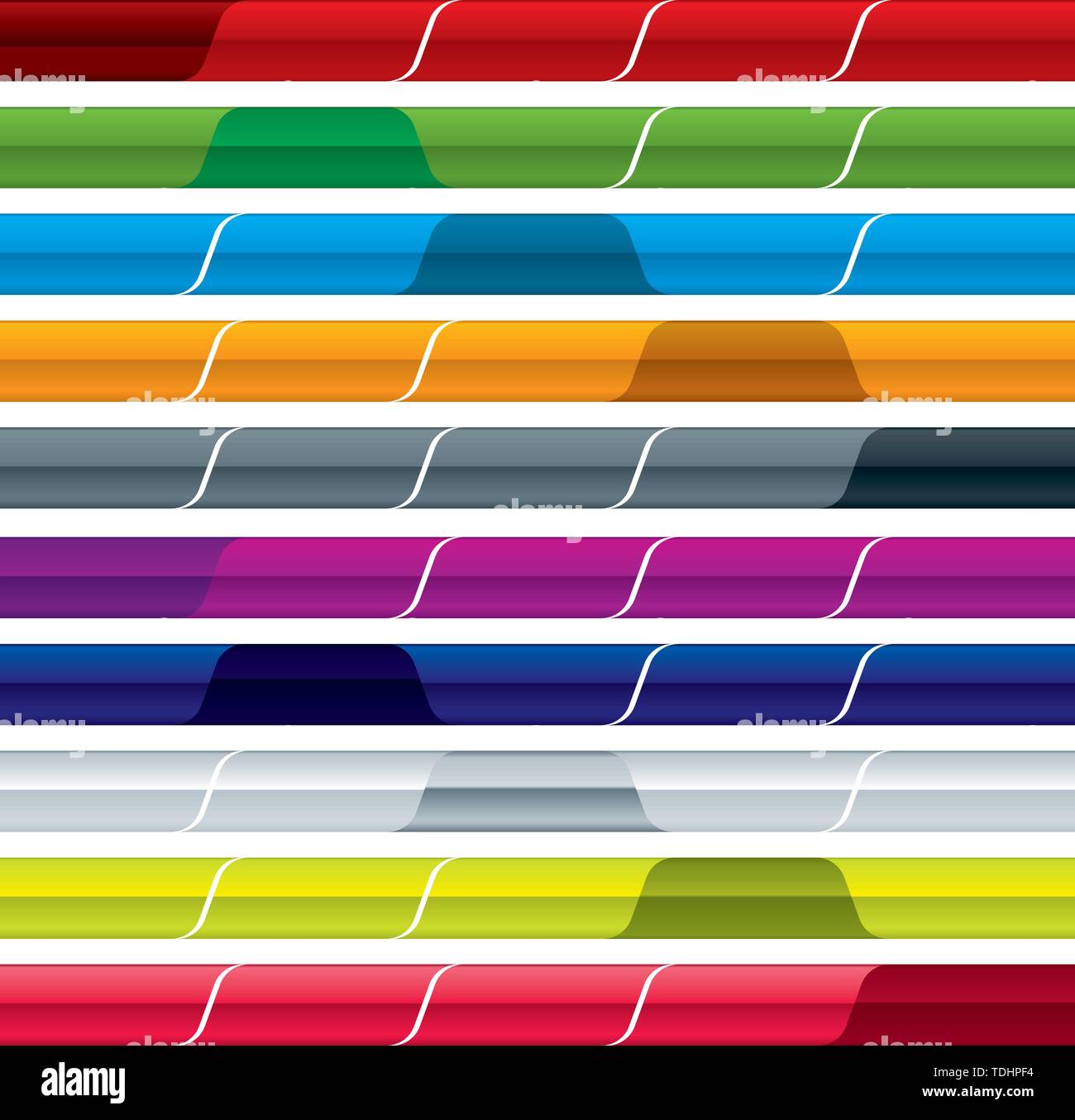 Colore barre di menu in brillanti e di aspetto pulito. Solo colori globale. CMYK. Colore facile e proporzioni delle modifiche. Illustrazione Vettoriale