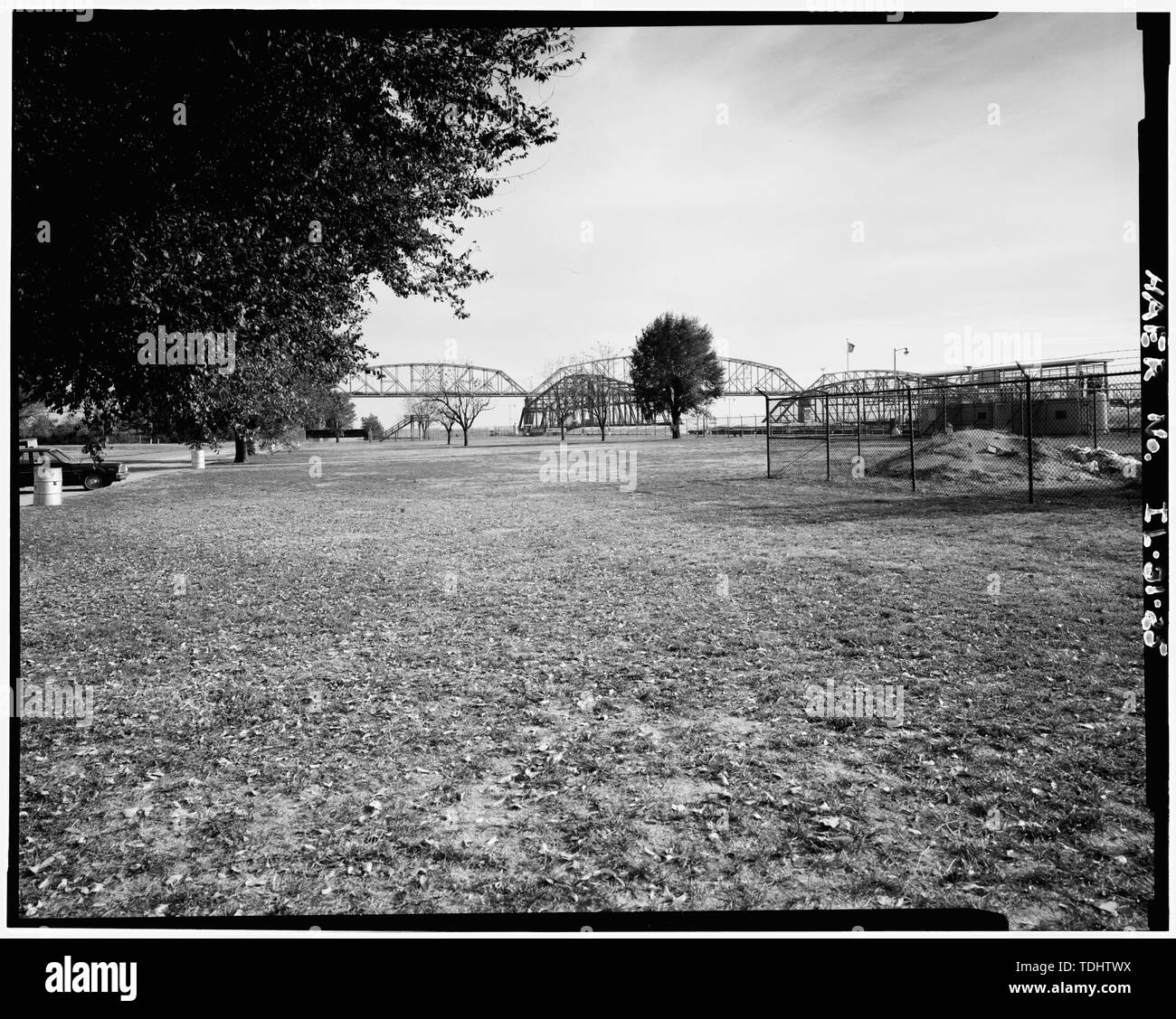 Vista generale di Esplanade, guardando verso sud - parte superiore del fiume Mississippi 9 piedi Progetto di canale, bloccare e Dam 26, Alton, Madison County, IL; U.S. Esercito di ingegneri Foto Stock