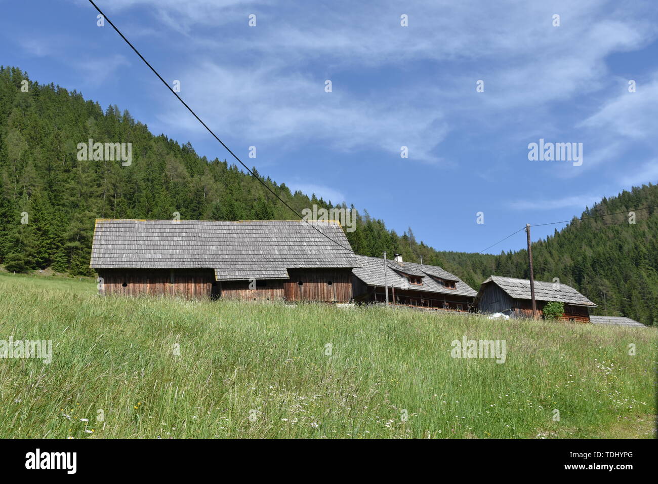 Kärnten, Ernte, Heuernte, MAHT, Bergbauer, Hügel, Berge, Alpen, Landwirtschaft, Haus, Landstraße, Bergstraße, Gerlitzen, Gerlitzenstraße, Nockberge, G Foto Stock