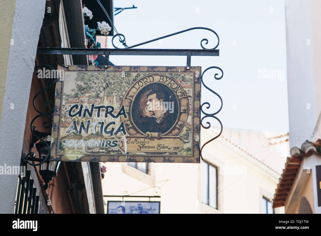 Il Portogallo, Sintra Giugno 26 2018 segno il negozio di articoli da regalo Foto Stock